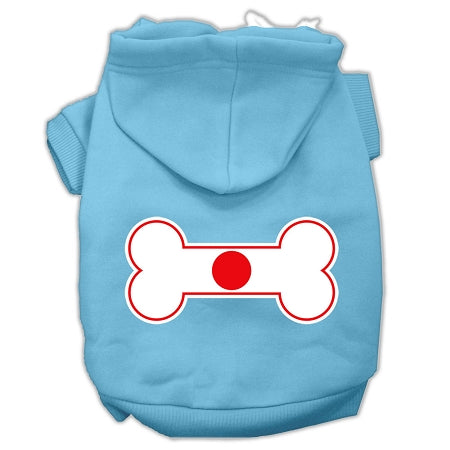 Bone Shaped Japan Flag Screen Print Pet Hoodies Baby Blue Xs GreatEagleInc