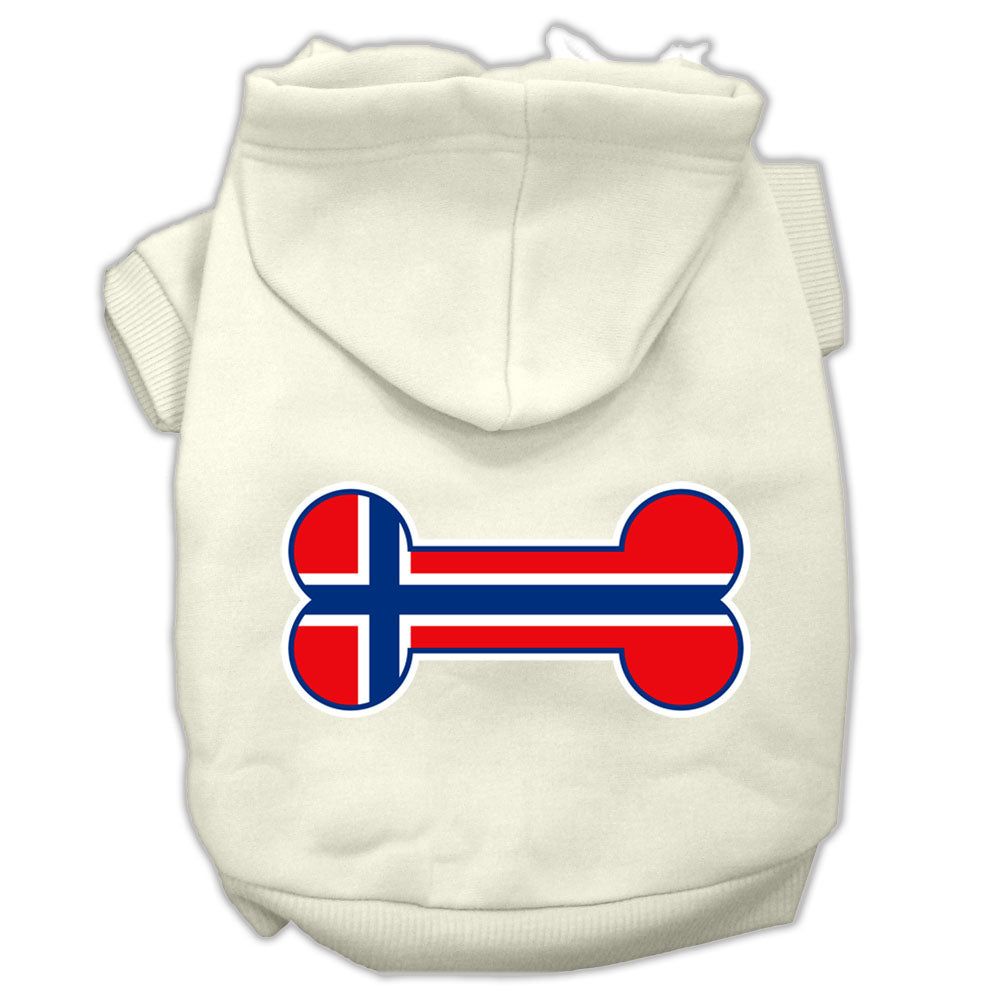 Bone Shaped Norway Flag Screen Print Pet Hoodies Cream Size L GreatEagleInc