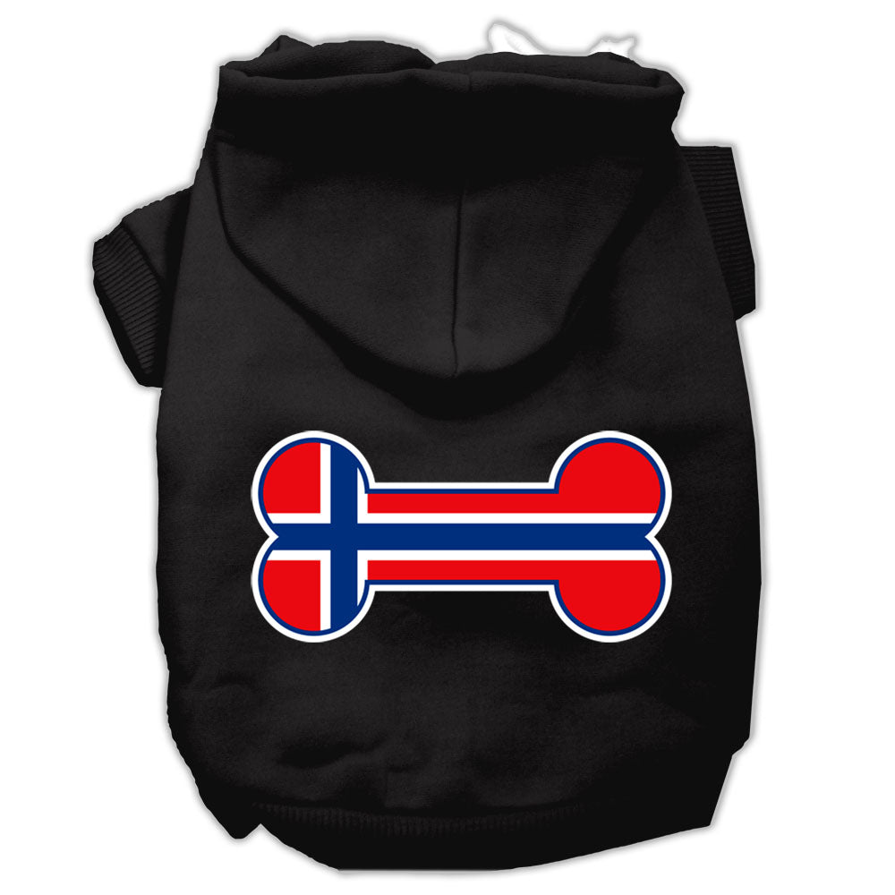 Bone Shaped Norway Flag Screen Print Pet Hoodies Black Xs GreatEagleInc