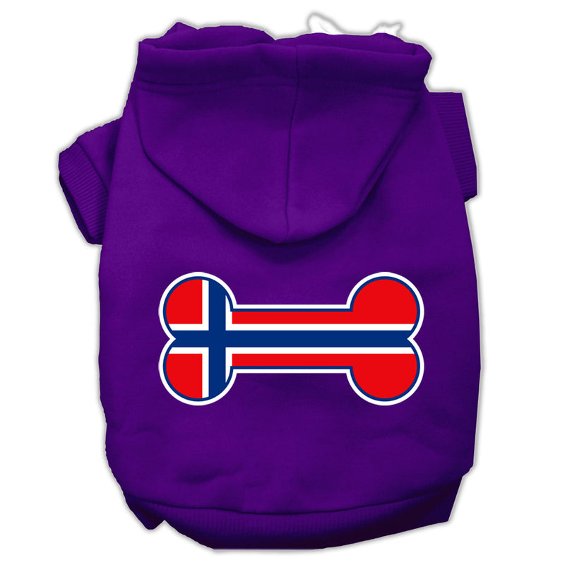 Bone Shaped Norway Flag Screen Print Pet Hoodies Purple Size Xs GreatEagleInc