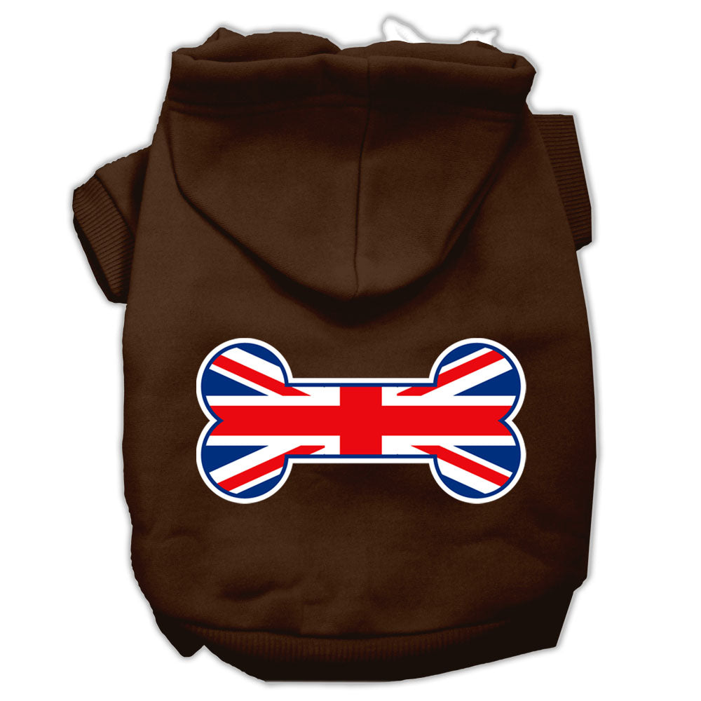 Bone Shaped United Kingdom (union Jack) Flag Screen Print Pet Hoodies Brown Size Lg GreatEagleInc