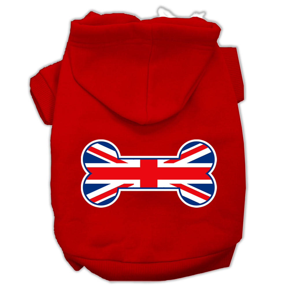 Bone Shaped United Kingdom (union Jack) Flag Screen Print Pet Hoodies Red Size L GreatEagleInc