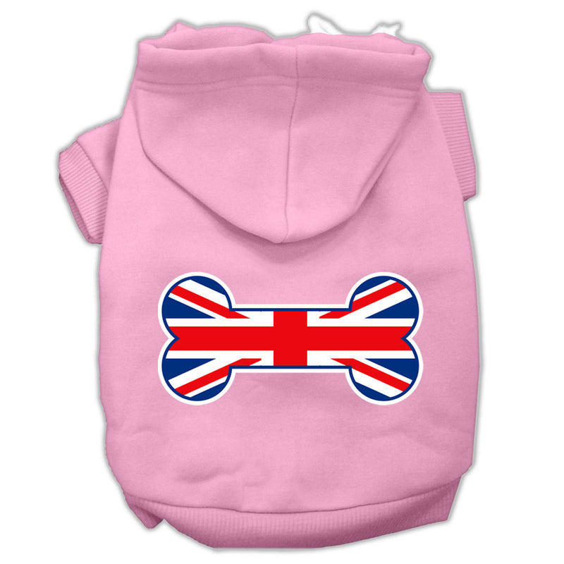 Bone Shaped United Kingdom (union Jack) Flag Screen Print Pet Hoodies Light Pink Size Xl GreatEagleInc