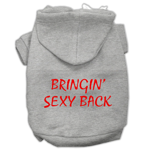 Bringin' Sexy Back Screen Print Pet Hoodies Grey Size Lg GreatEagleInc