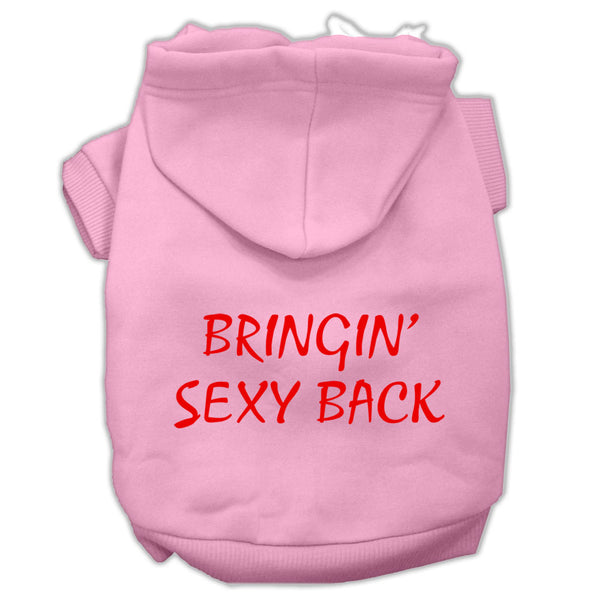 Bringin' Sexy Back Screen Print Pet Hoodies Light Pink Size Lg GreatEagleInc