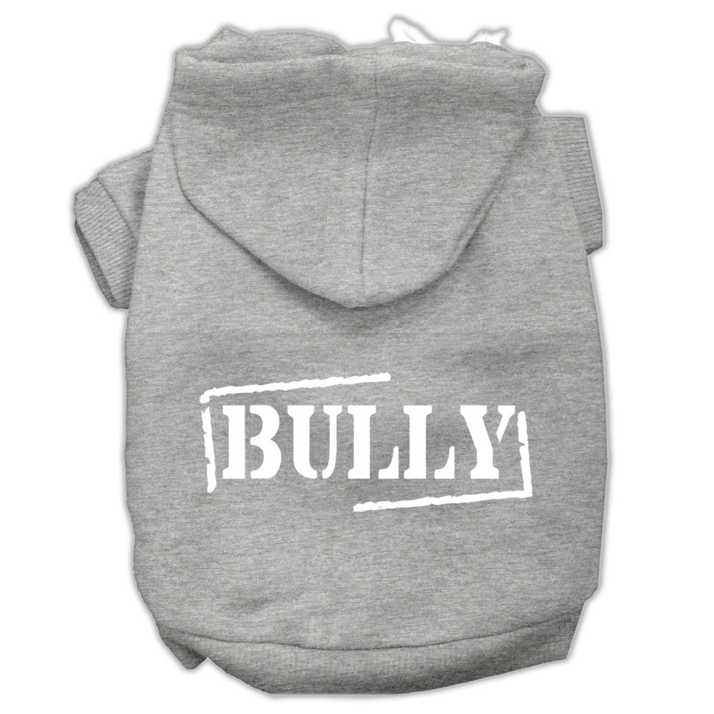 Bully Screen Printed Pet Hoodies Grey Size Lg Default Title