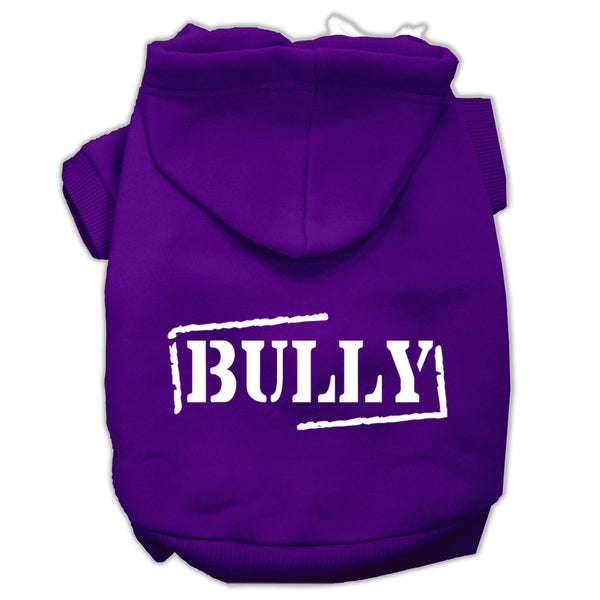 Bully Screen Printed Pet Hoodies Purple Size Lg Default Title