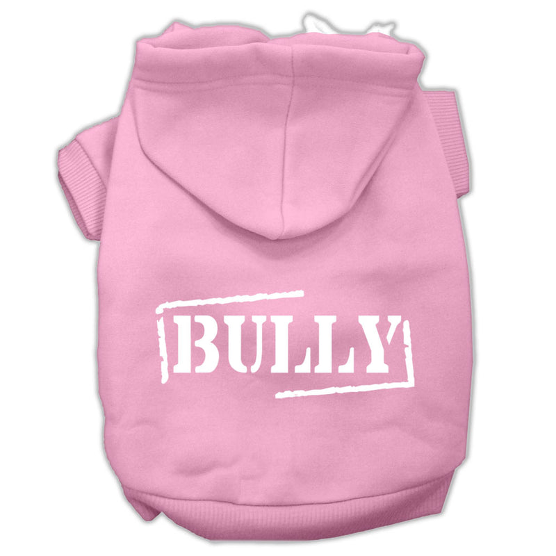 Bully Screen Printed Pet Hoodies Light Pink Size Med GreatEagleInc