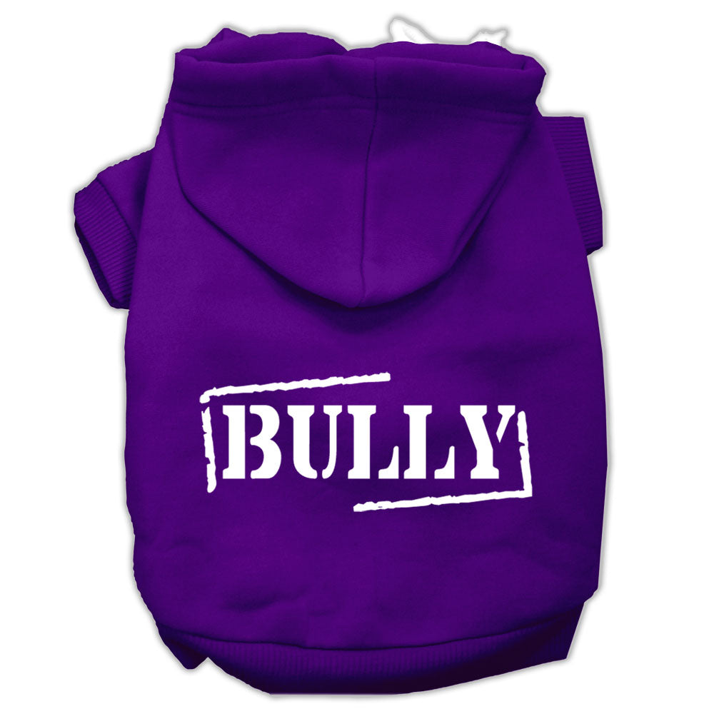 Bully Screen Printed Pet Hoodies Purple Size Med GreatEagleInc