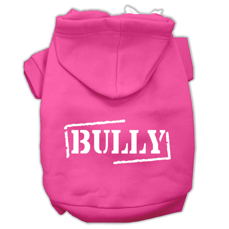 Bully Screen Printed Pet Hoodies Bright Pink Size Xs GreatEagleInc