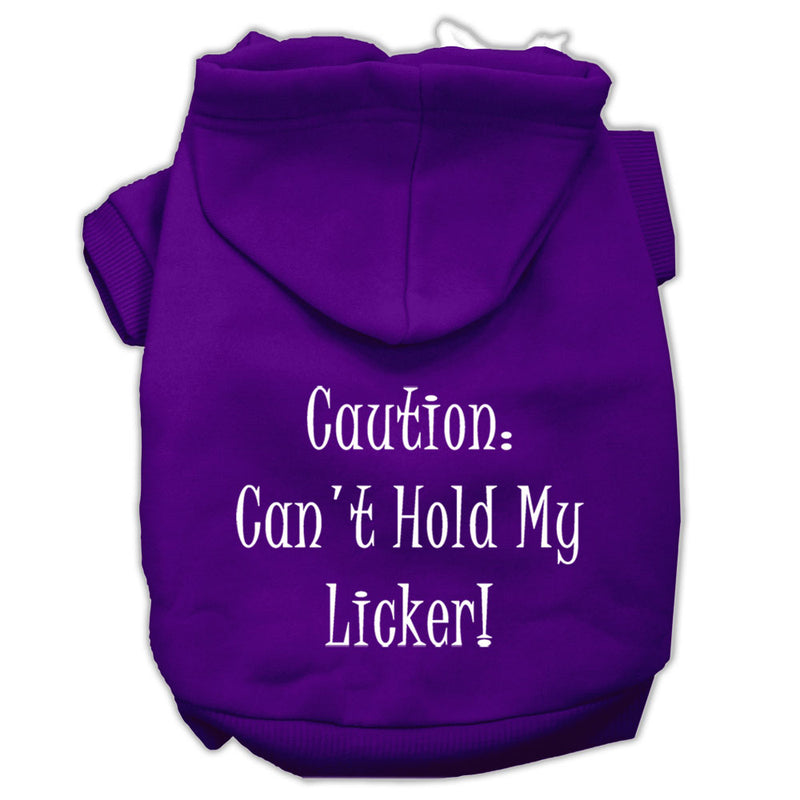 Can't Hold My Licker Screen Print Pet Hoodies Purple Size Lg GreatEagleInc