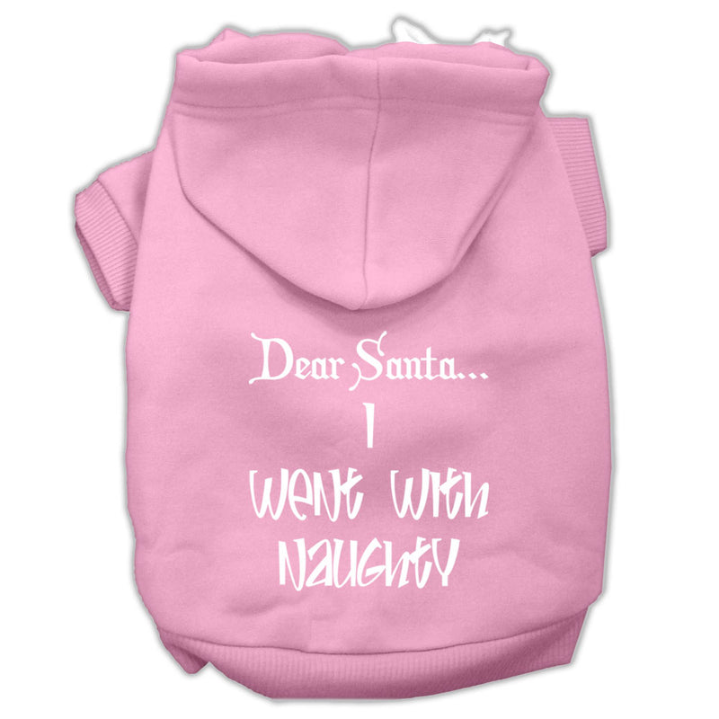 Dear Santa I Went With Naughty Screen Print Pet Hoodies Light Pink Size Lg GreatEagleInc