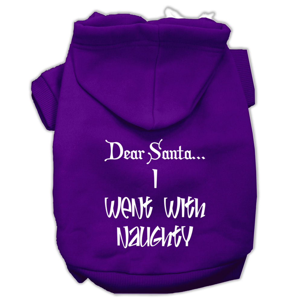 Dear Santa I Went With Naughty Screen Print Pet Hoodies Purple Size Med GreatEagleInc