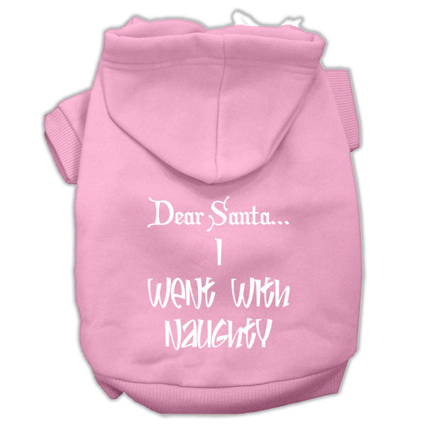 Dear Santa I Went With Naughty Screen Print Pet Hoodies Light Pink Size Xxl GreatEagleInc