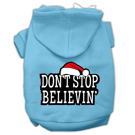 Don't Stop Believin' Screenprint Pet Hoodies Baby Blue Size L GreatEagleInc