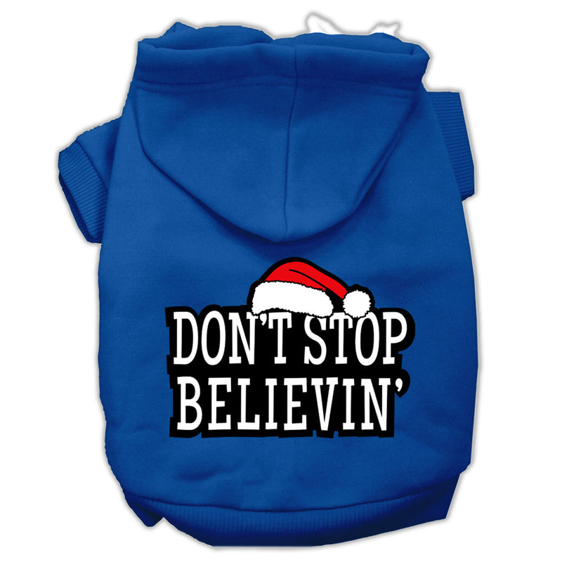 Don't Stop Believin' Screenprint Pet Hoodies Blue Size L GreatEagleInc