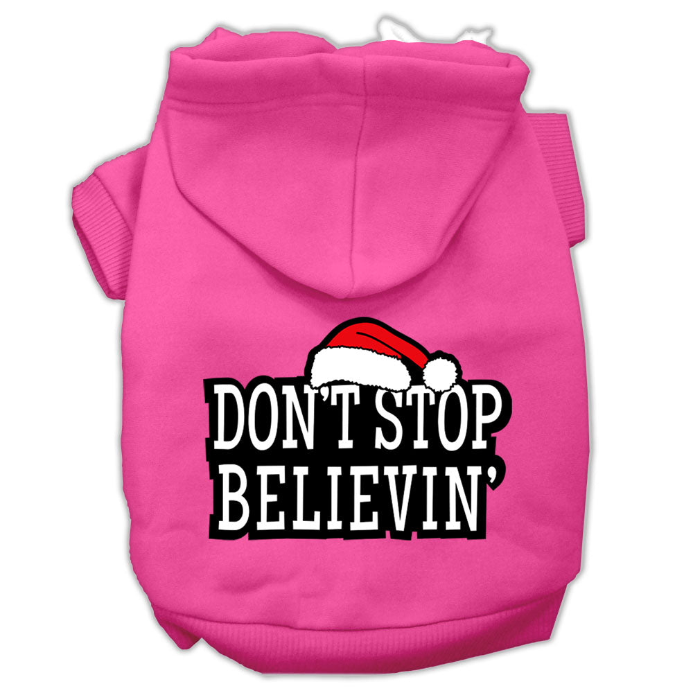 Don't Stop Believin' Screenprint Pet Hoodies Bright Pink Size L GreatEagleInc