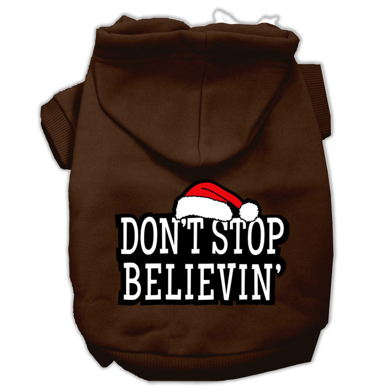 Don't Stop Believin' Screenprint Pet Hoodies Brown Size L GreatEagleInc