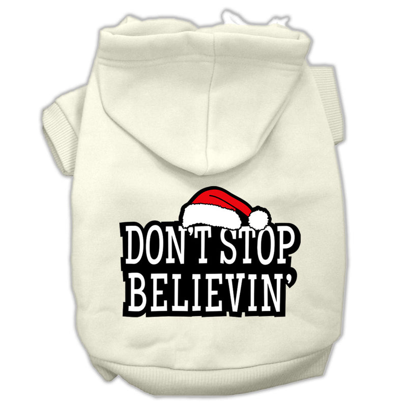 Don't Stop Believin' Screenprint Pet Hoodies Cream Size L GreatEagleInc