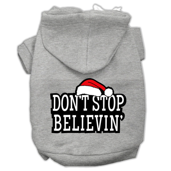 Don't Stop Believin' Screenprint Pet Hoodies Grey Size L GreatEagleInc