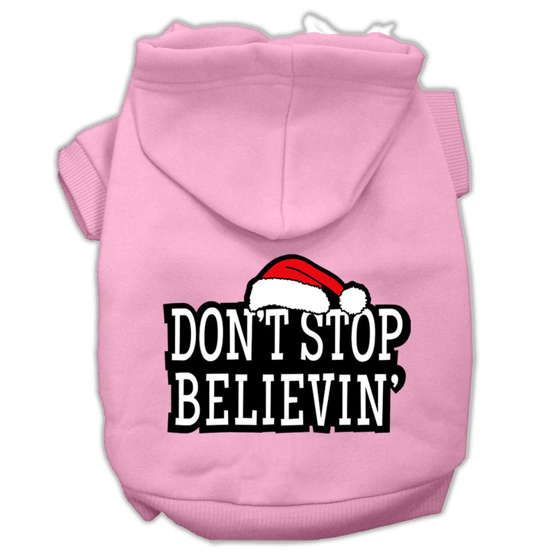 Don't Stop Believin' Screenprint Pet Hoodies Light Pink Size L GreatEagleInc