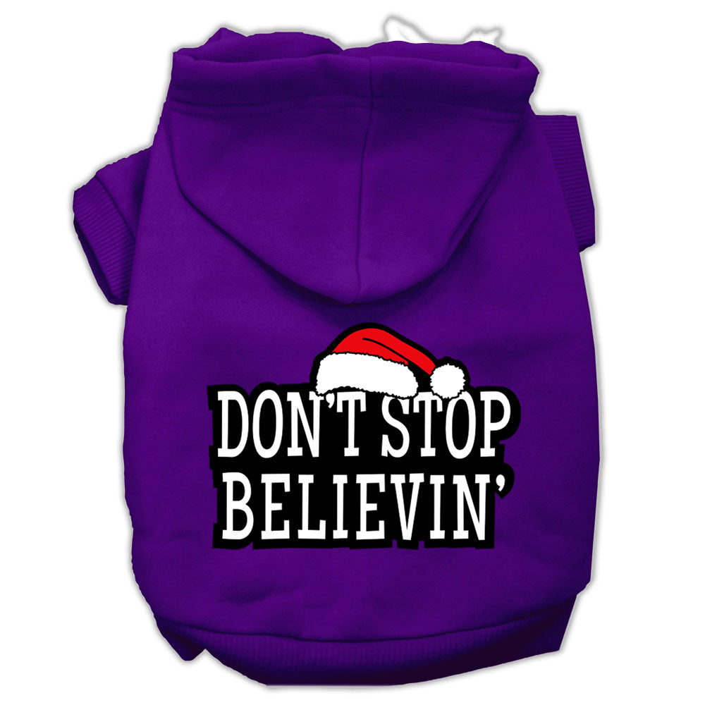 Don't Stop Believin' Screenprint Pet Hoodies Purple Size L GreatEagleInc