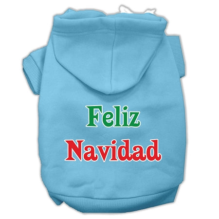 Feliz Navidad Screen Print Pet Hoodies Baby Blue L GreatEagleInc