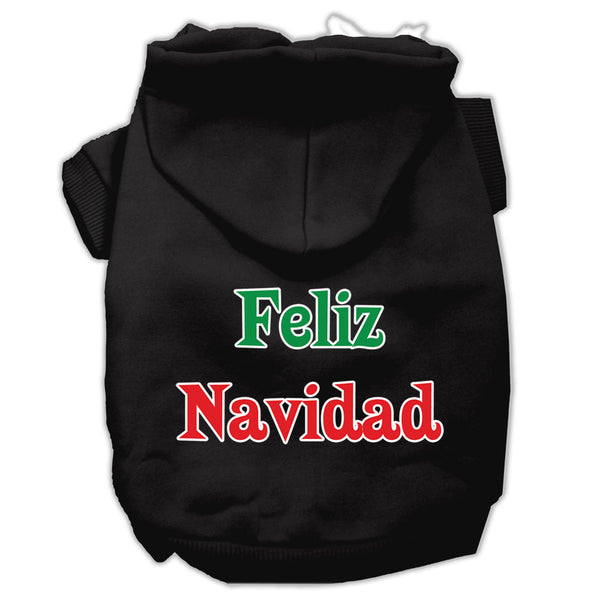 Feliz Navidad Screen Print Pet Hoodies Black L GreatEagleInc