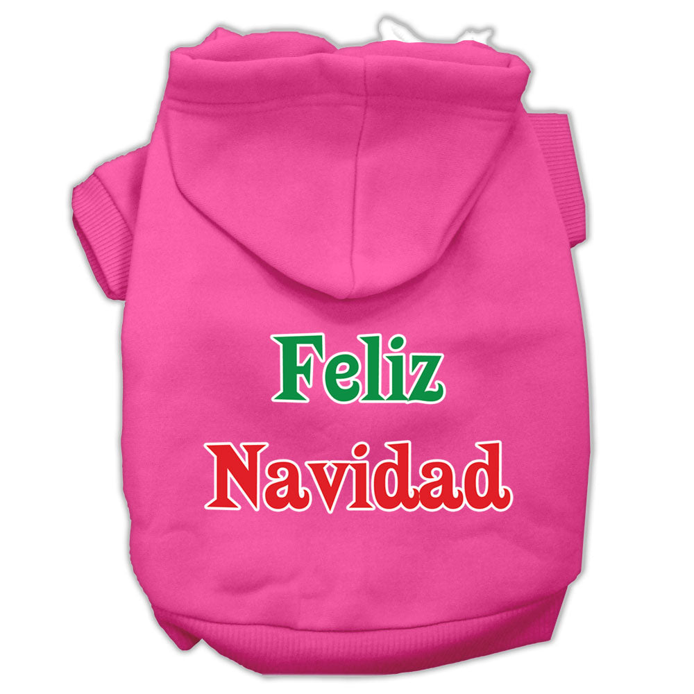 Feliz Navidad Screen Print Pet Hoodies Bright Pink L GreatEagleInc