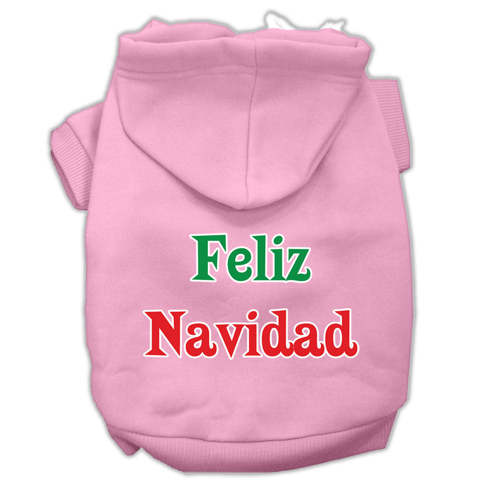 Feliz Navidad Screen Print Pet Hoodies Light Pink L GreatEagleInc