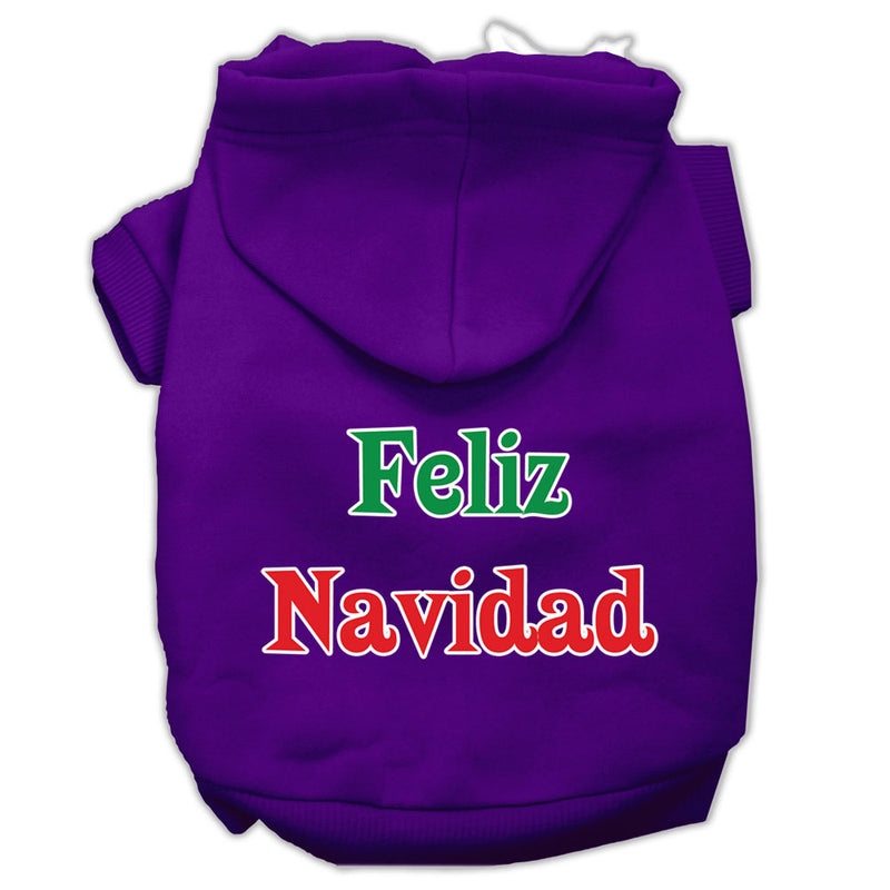 Feliz Navidad Screen Print Pet Hoodies Purple L GreatEagleInc