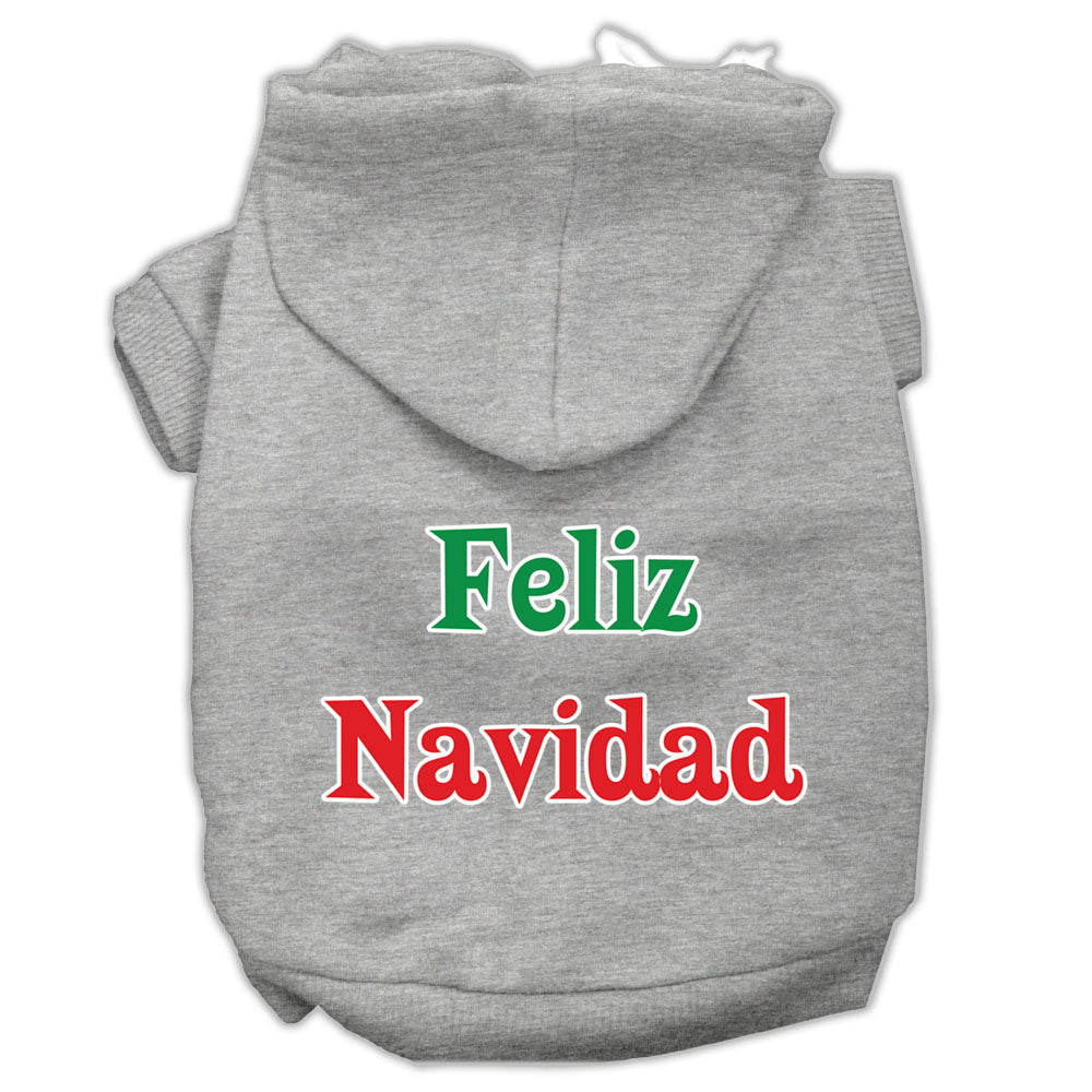 Feliz Navidad Screen Print Pet Hoodies Grey M GreatEagleInc