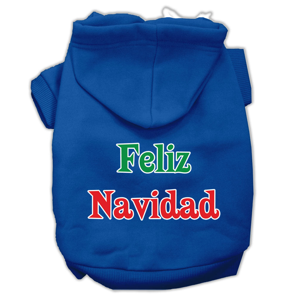 Feliz Navidad Screen Print Pet Hoodies Blue S GreatEagleInc