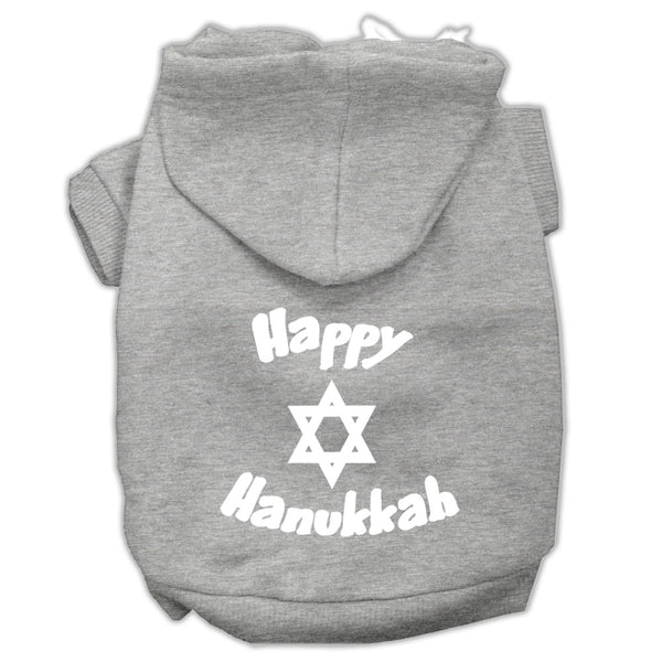 Happy Hanukkah Screen Print Pet Hoodies Grey Size Lg GreatEagleInc