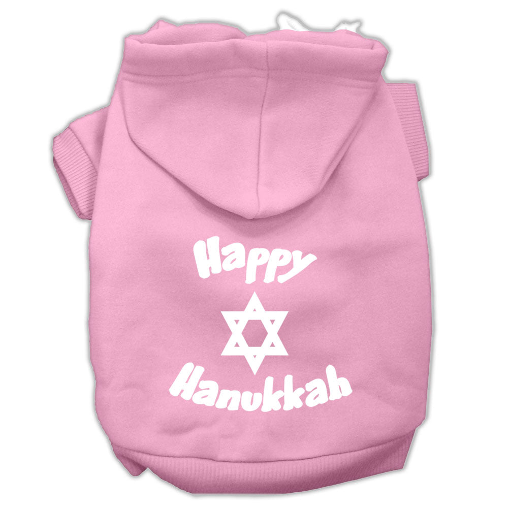 Happy Hanukkah Screen Print Pet Hoodies Light Pink Size Lg GreatEagleInc