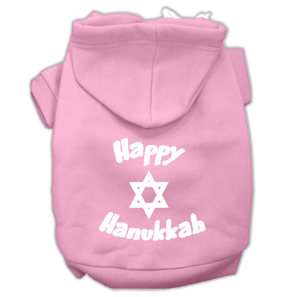 Happy Hanukkah Screen Print Pet Hoodies Light Pink Size Lg GreatEagleInc