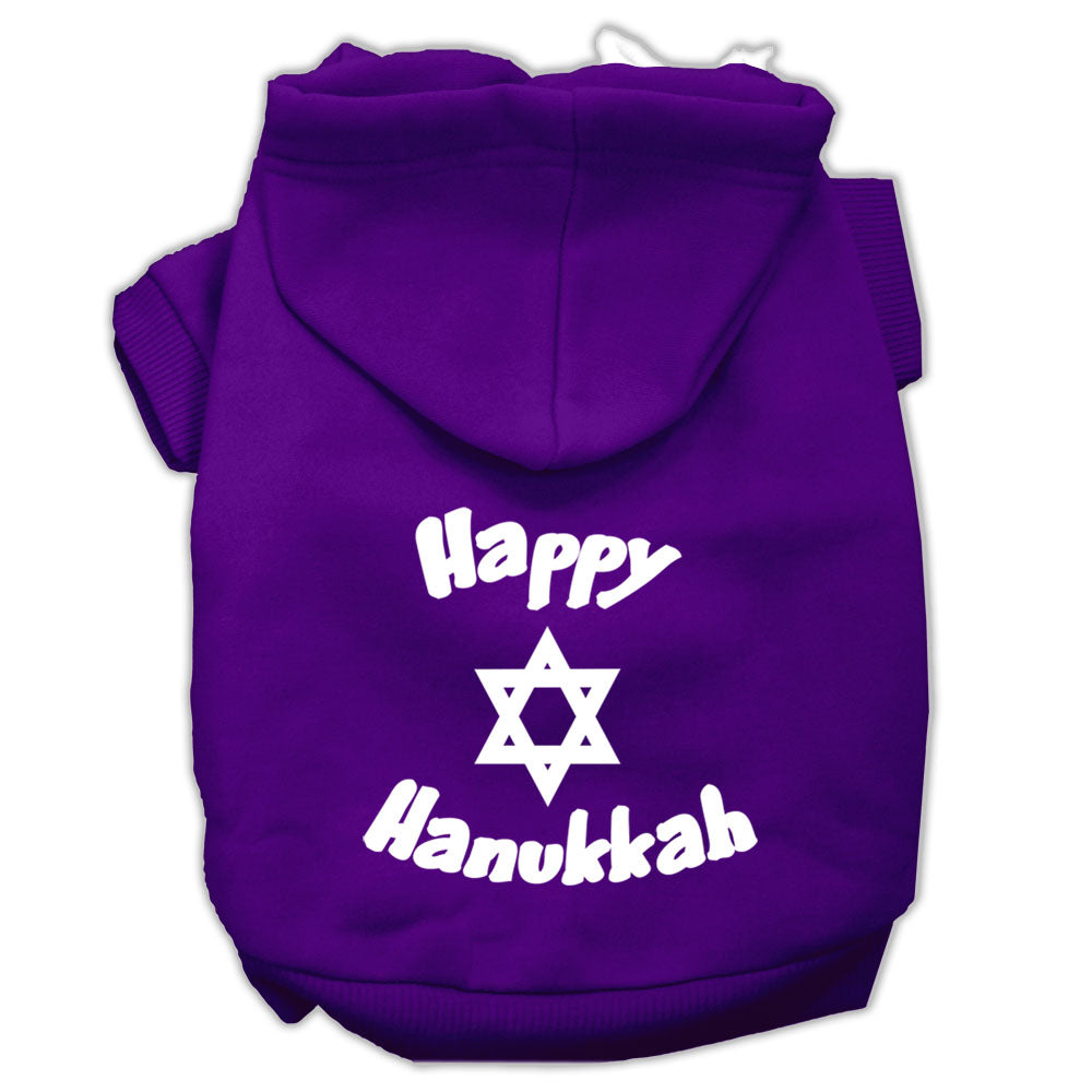 Happy Hanukkah Screen Print Pet Hoodies Purple Size Lg GreatEagleInc