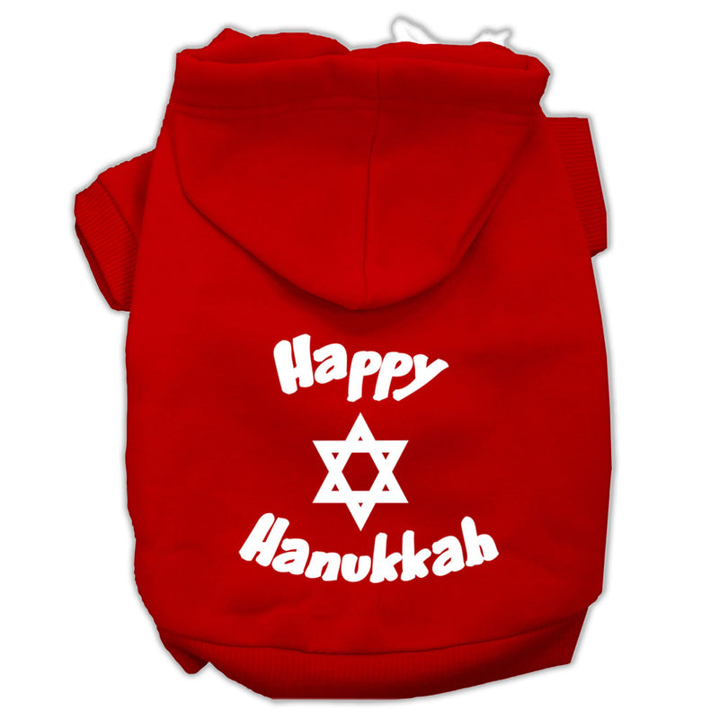 Happy Hanukkah Screen Print Pet Hoodies Red Size Lg GreatEagleInc