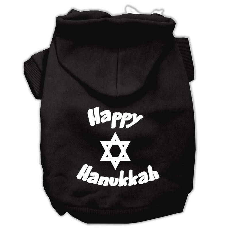 Happy Hanukkah Screen Print Pet Hoodies Black Size Med GreatEagleInc