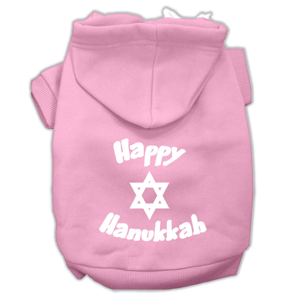 Happy Hanukkah Screen Print Pet Hoodies Light Pink Size Med Default Title