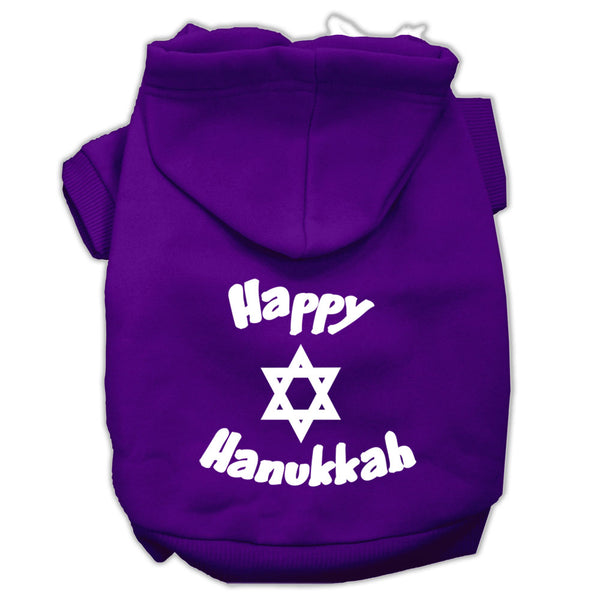 Happy Hanukkah Screen Print Pet Hoodies Purple Size Med GreatEagleInc