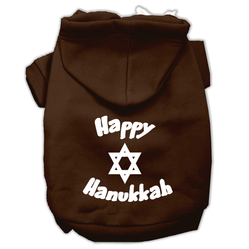 Happy Hanukkah Screen Print Pet Hoodies Brown Size Xl GreatEagleInc