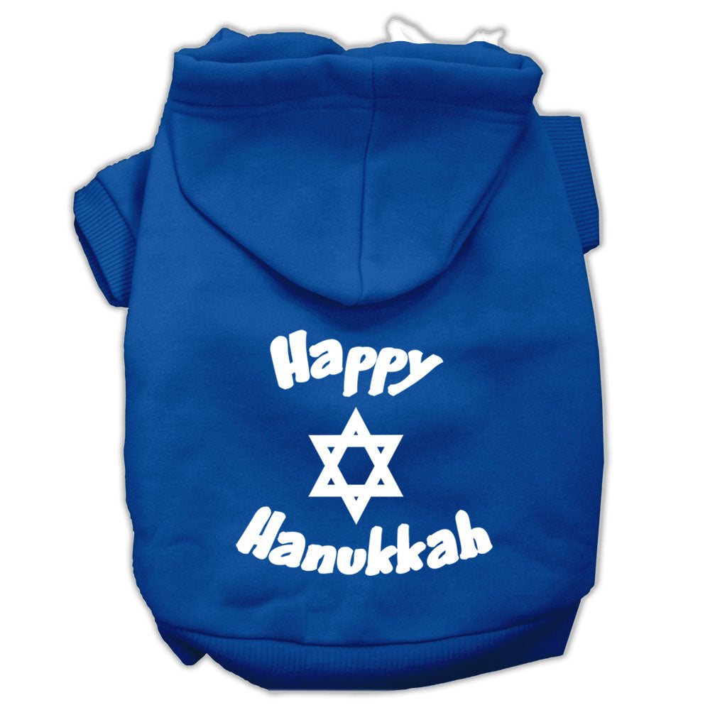 Happy Hanukkah Screen Print Pet Hoodies Blue Size Xs GreatEagleInc