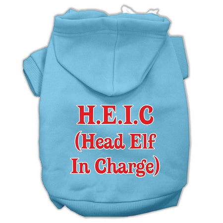 Head Elf In Charge Screen Print Pet Hoodies Baby Blue Size Sm GreatEagleInc
