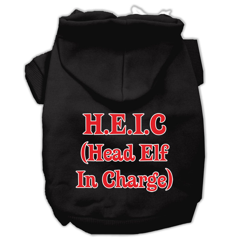 Head Elf In Charge Screen Print Pet Hoodies Black Size Xs GreatEagleInc