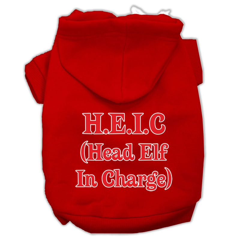 Head Elf In Charge Screen Print Pet Hoodies Red Size Xs GreatEagleInc