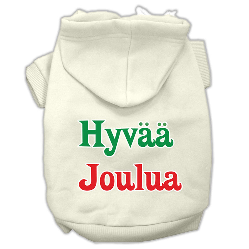 Hyvaa Joulua Screen Print Pet Hoodies Cream Size S GreatEagleInc