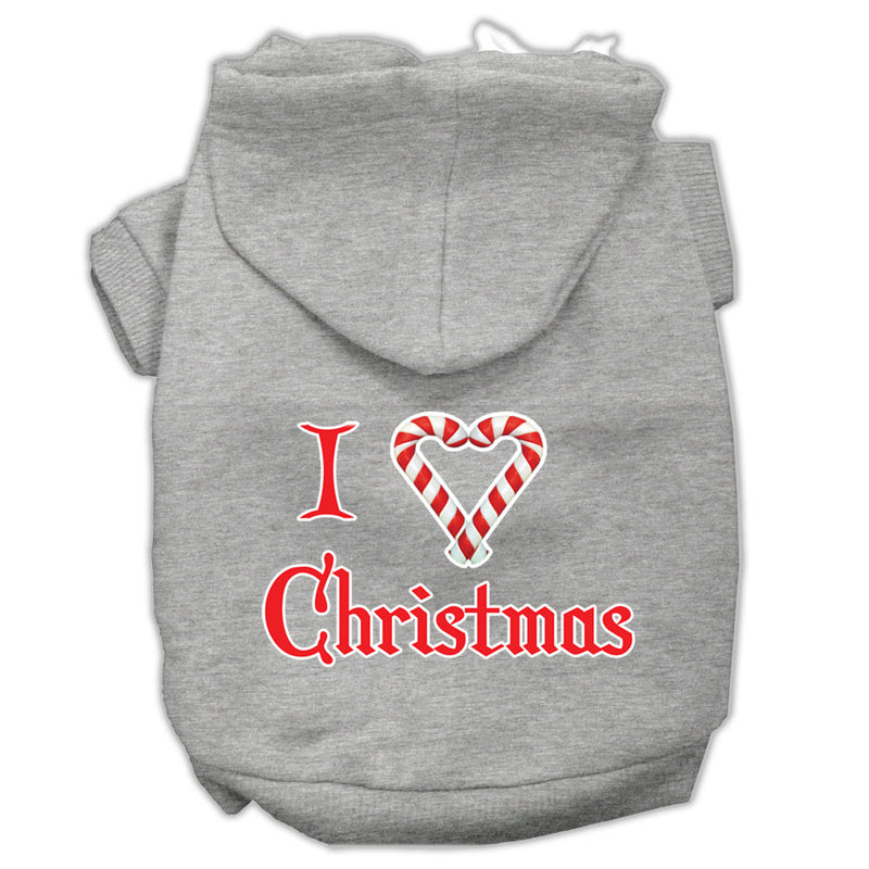 I Heart Christmas Screen Print Pet Hoodies Grey Size Med GreatEagleInc