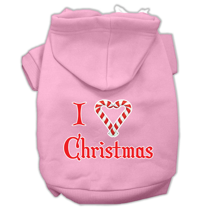 I Heart Christmas Screen Print Pet Hoodies Light Pink Size Med GreatEagleInc