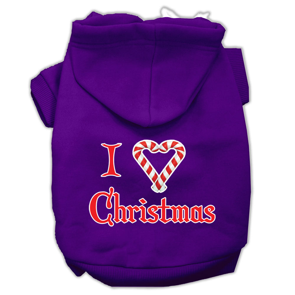I Heart Christmas Screen Print Pet Hoodies Purple Size Med GreatEagleInc